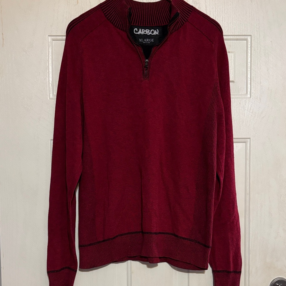 Carbon‎ Men's Burgundy Zip-Up Sweater